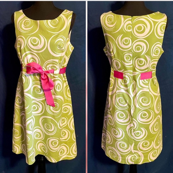 Willow Glenn NY lime green colorful dress size 12 - Picture 2 of 8